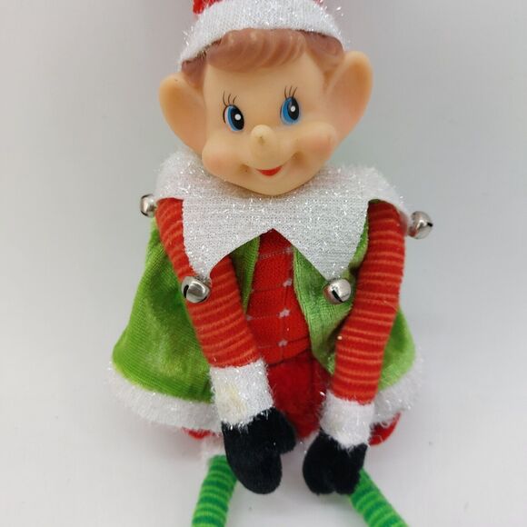 Vtg. Christmas Holiday Pixie Elf Santa hat Tree Jingle Bells - Picture 4 of 8